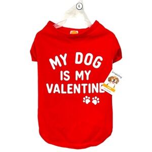 SimplyDog My Dog Is My Valentine Red Pet T-Shirt